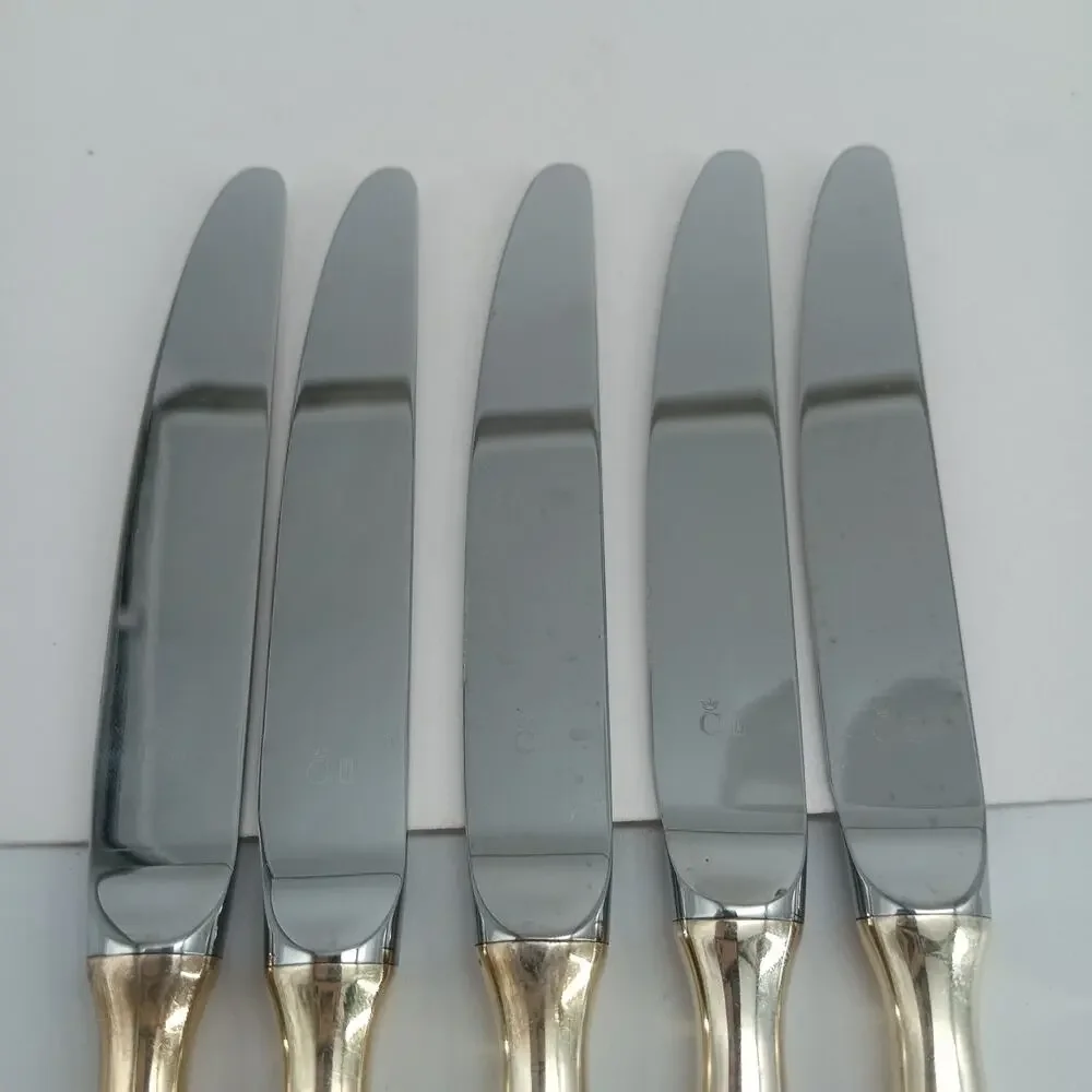 5X BK Christofle Silverplate Flatware DROP Butter Dinner Knives Sharp